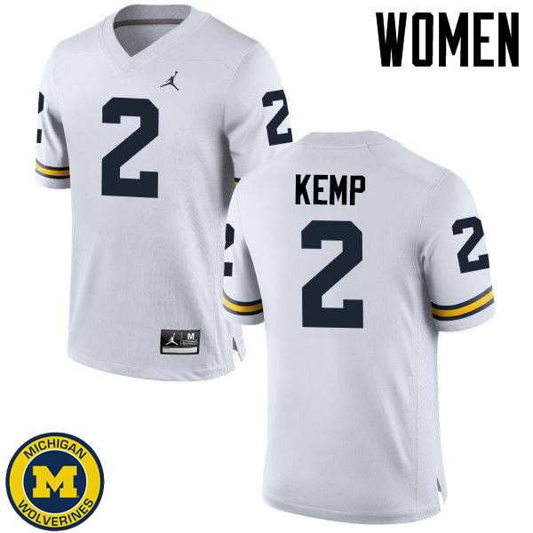 Women's University of Michigan #2 Carlo Kemp White Player Jersey